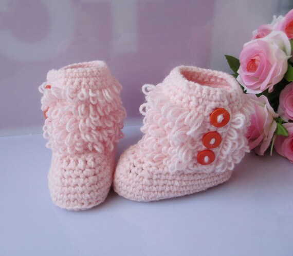 Pink handmade Crochet Baby Booties soft girl baby toddle baby shoes for summer winter 3-12 months