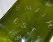 RESERVED - Custom Name Etched Glass Wine Bottle Cheese Tray Platter