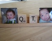 Personalized magnet set, two large magnets almost 1 1/2 inches and a matching photo tin children, pets, newlyweds