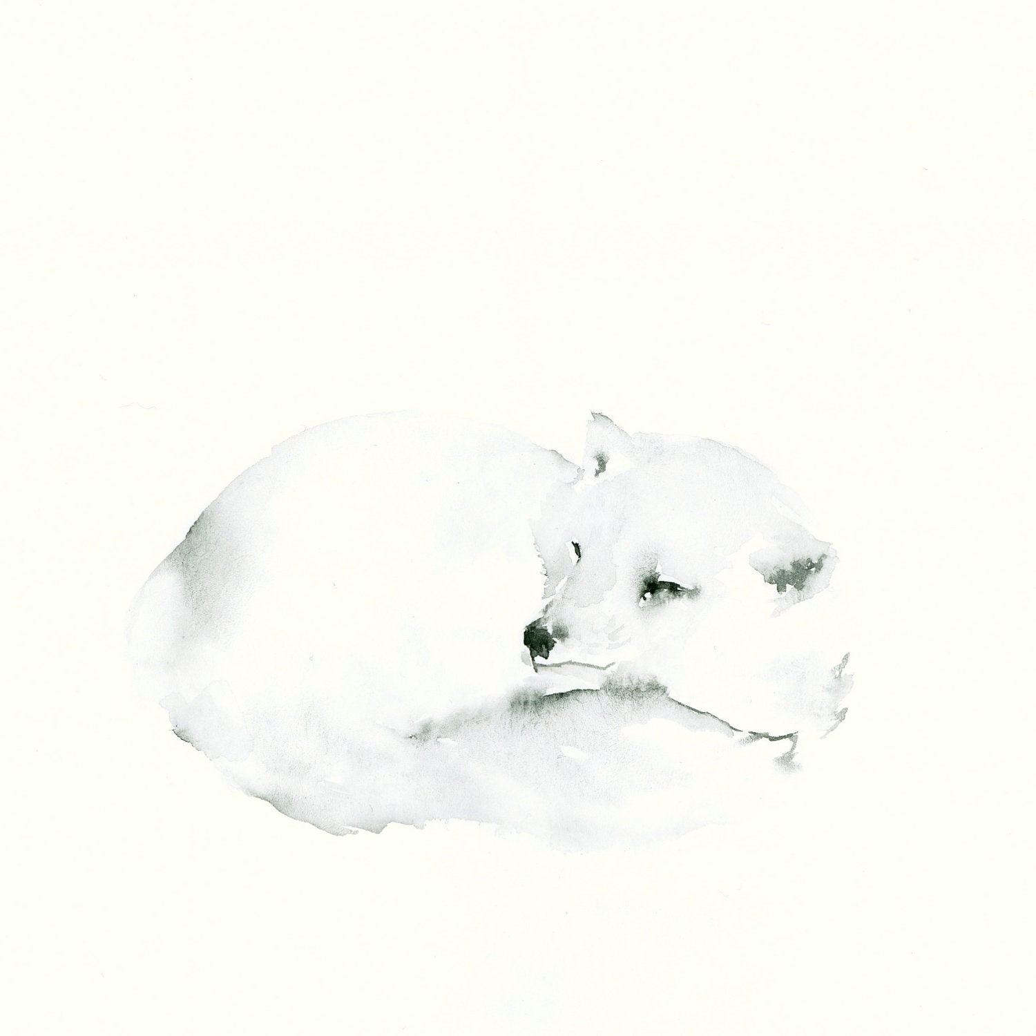 Snow Fox Watercolor Fine Art Print