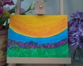 Oil Pastel Drawing "Summertime", Wall hanging, Wall art, 9x12, Nature Art, Scenery, Abstract, Unframed, Gift
