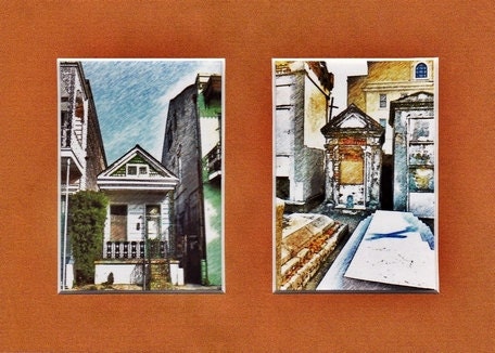 Gothic Dark Art, Here You Live and Here You Lie, New Orleans Art Prints, Architectural Fine Art, ACEOs, Ready to Frame