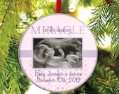 Expecting A Baby Girl Ornament - Miracle in the Making - WITH YOUR PHOTO