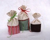Reusable Gift Bag, Fabric Gift Bag, Christmas Stripes