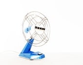 Vintage  table desk fan retro mid century monaco blue