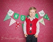 Christmas Burlap Banner NOEL with Mistletoe / Christmas Photography Prop / Christmas Bunting Mantel Decor / Hostess Gift