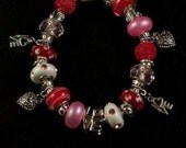 Red & Pink Valentine "LOVE" SIGNATURE Charm Bracelet