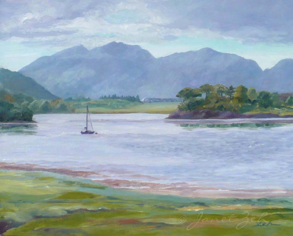 Lake Painting Original Oil Landscape Art Scottish Highlands Scotland Janet Zeh