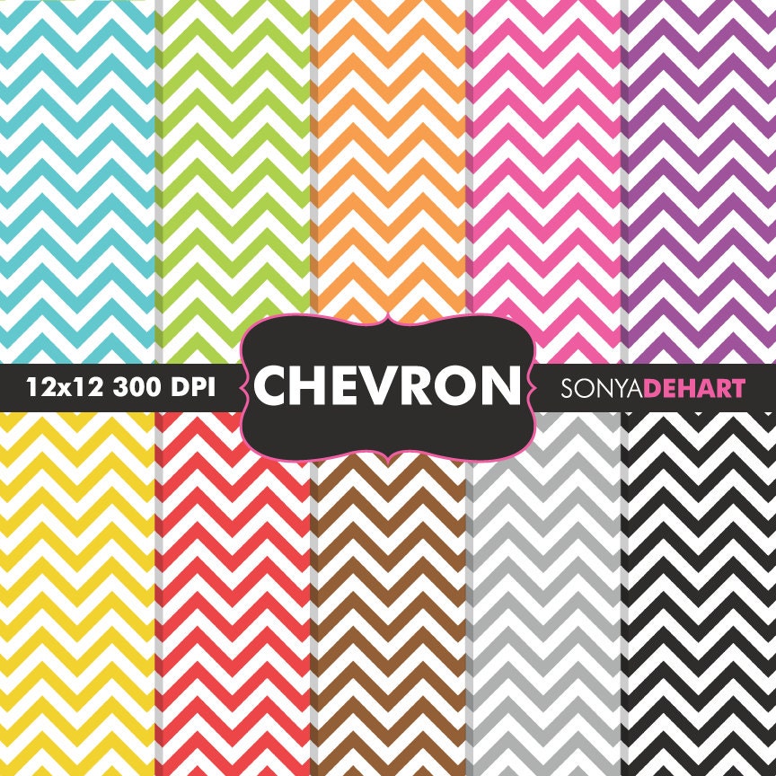 Buy 2 Get 1 FREE Digital Scrapbooking Printable Paper Pattern Pack Chunky Chevron Instant Download Il_170x135