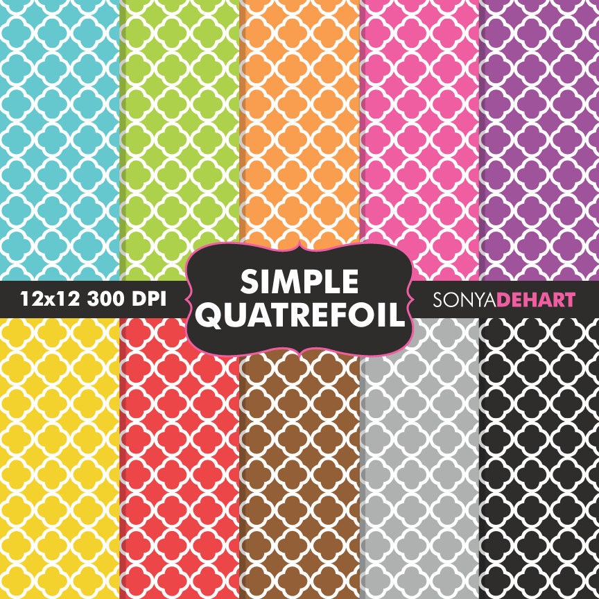 Buy 2 Get 1 FREE Digital Scrapbooking Printable Paper Pattern Pack Simple Quatrefoil Instant Download Il_170x135