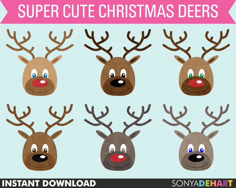 Buy 2 Get 1 FREE Clip Art Reindeer Christmas Clipart invitations, cards, scrapbooking Instant Download Il_170x135