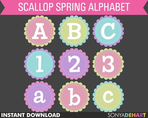 50% Off SALE Digital Alphabet Scalloped Stitched Circle Spring Easter Baby Clip Art Commercial Use Clipart Instant Download Il_570xn