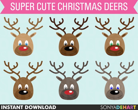 50% Off SALE Clip Art Reindeer Christmas Clipart invitations, cards, scrapbooking Instant Download Il_570xn
