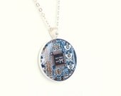 Blue Circuit board necklace - geekery computer necklace - recycled computer motherboard