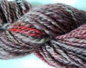 Thomas Cromwell - 96 yards 5 oz - handspun yarn bulky 2 ply Shetland - hand painted - purple-gray, plums, burgundy, blood red