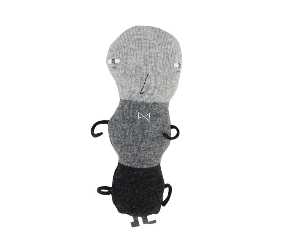 Ant, soft knitted toy, grey