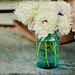Peonies Aqua Blue Mason Jar Vase, White Peony Flowers Wedding Bouquet Decor, Country Porch Spring Living Room, 11x14 Fine Art Photography