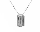 Crac Boum Hue / words on silver tags necklace (MS09)