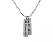 Made in China / words on silver tags necklace (MS15)
