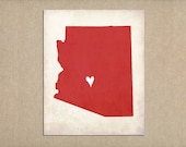 Custom State Map Art Print Arizona Love