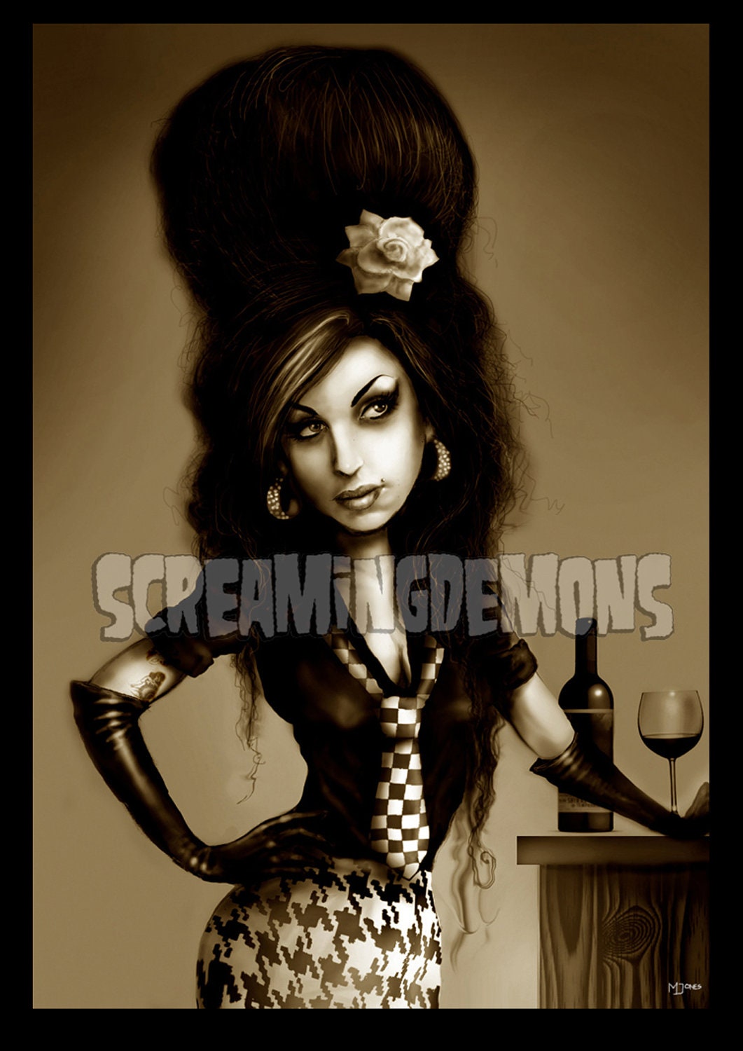 Amy Winehouse Art Print by Marcus Jones 11.5" x 8" approx