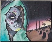 Dia De Los Muertos themed Acrylic painting 16x20 stretched framed canvas