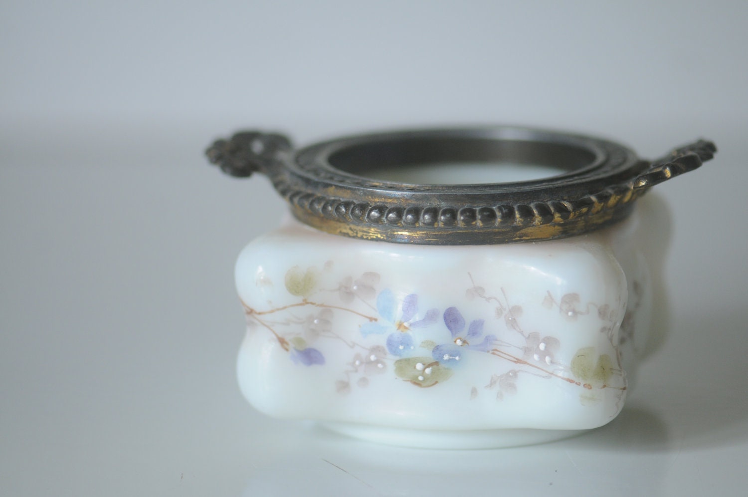 CF Monroe Wave Crest Dresser Jar, Pin Jar Hand Painted with Decorative Handles