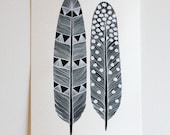 Watercolor Feather Art Painting - Archival Print - 5x7 Mika Feathers