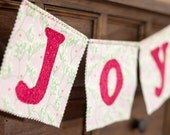Joy fabric Banner - floral banner, joy, joy banner, funky, cheerful, fun, room, classroom, home decor, wall art banner, gift wrapped