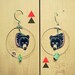 Black Bear Earrings  / Chevron Earrings / Hoop Earrings / Turquoise  / Woodland Animal / Zig Zag / Shrink Plastic Jewelry / Wearable Art