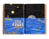 Clipper ship 15 original mixed media collage altered book with octopus, print