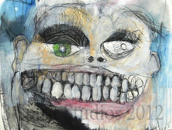 Original Abstract Mixed Media Drawing- "Never Enough"