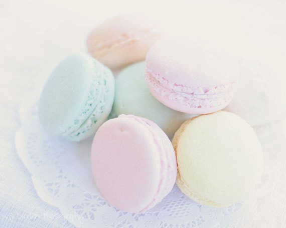 Food Photography - Kitchen Art - Whimsical - Paris - Macarons - Nursery - 8x10 Fine Art Photography Print - Pastel Home Decor