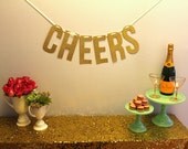 Gold Glitter "CHEERS" Banner Garland perfect for NYE, Weddings, Parties