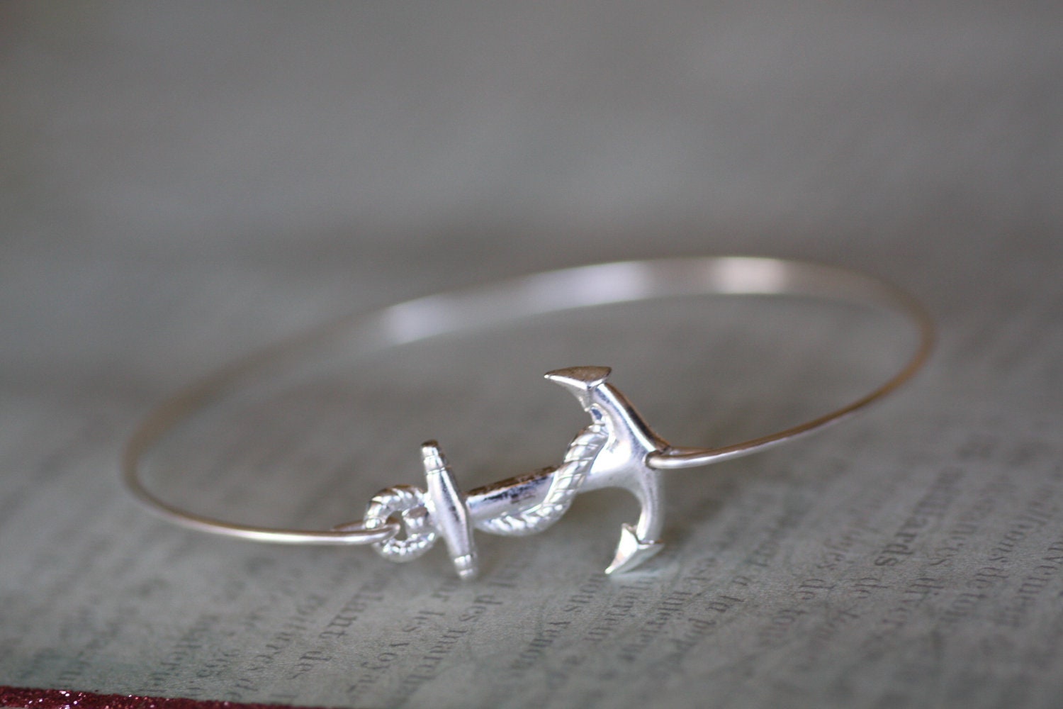 Nautical Silver Anchor Bangle Bracelet (one)