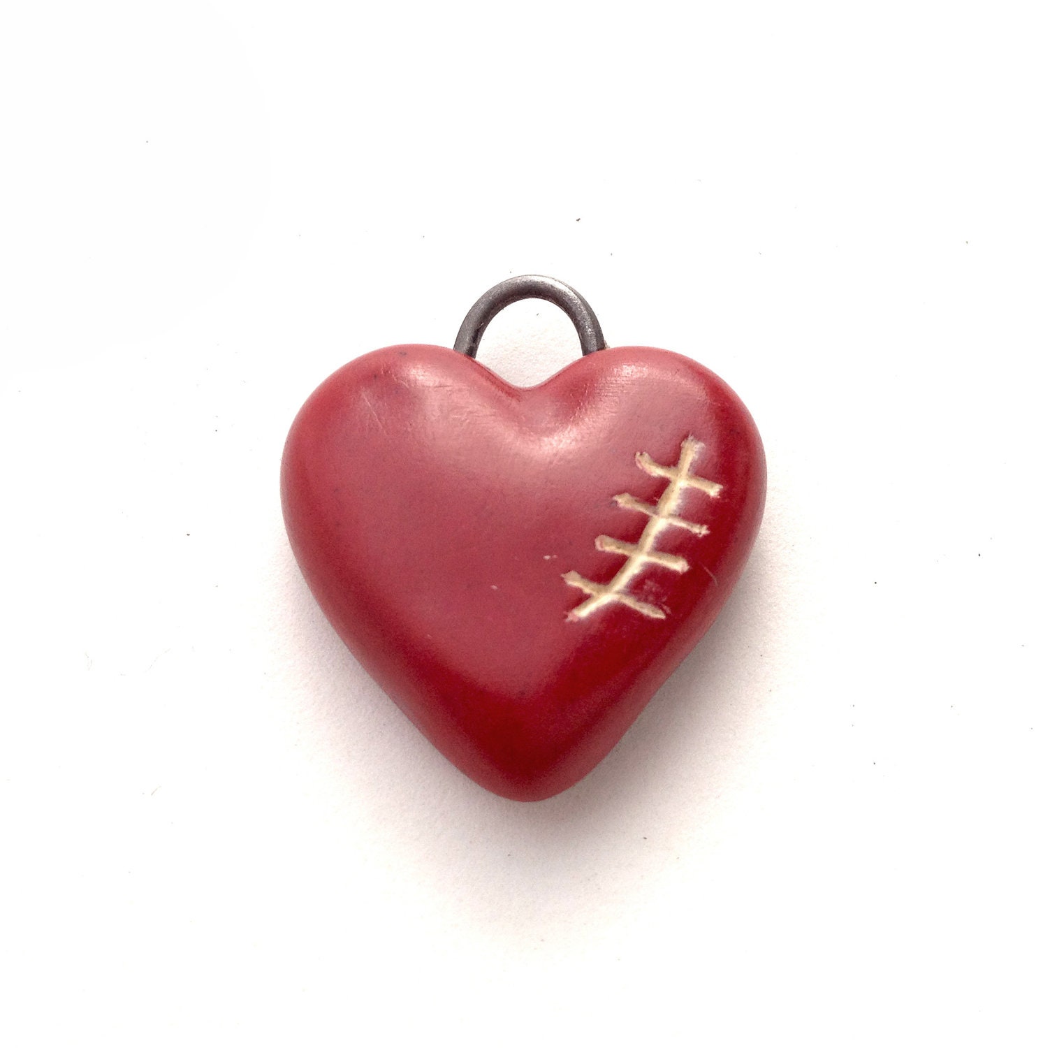 Red Polymer Clay Love Hearts, Stitched Hearts and Broken Hearts