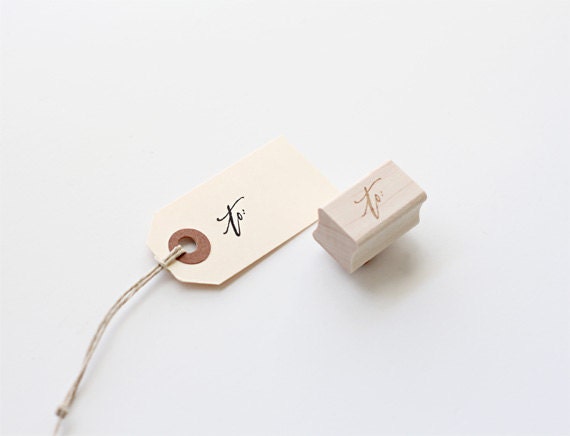 Tiny to. rubberstamp, handlettered, calligraphy, perfect for parcel tags