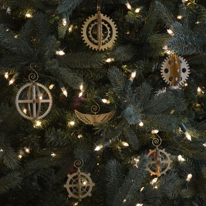 3-D Steampunk Gear Christmas Ornament Set of 6 - Perfect for Steampunk and Industrial Themes