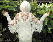 Ivory Wedding Bridal Jacket Bolero Shrug Women Bridesmaid Kid Mohair  Feminine Fashion Handmade Lace Crochet Vintage Style M-XL