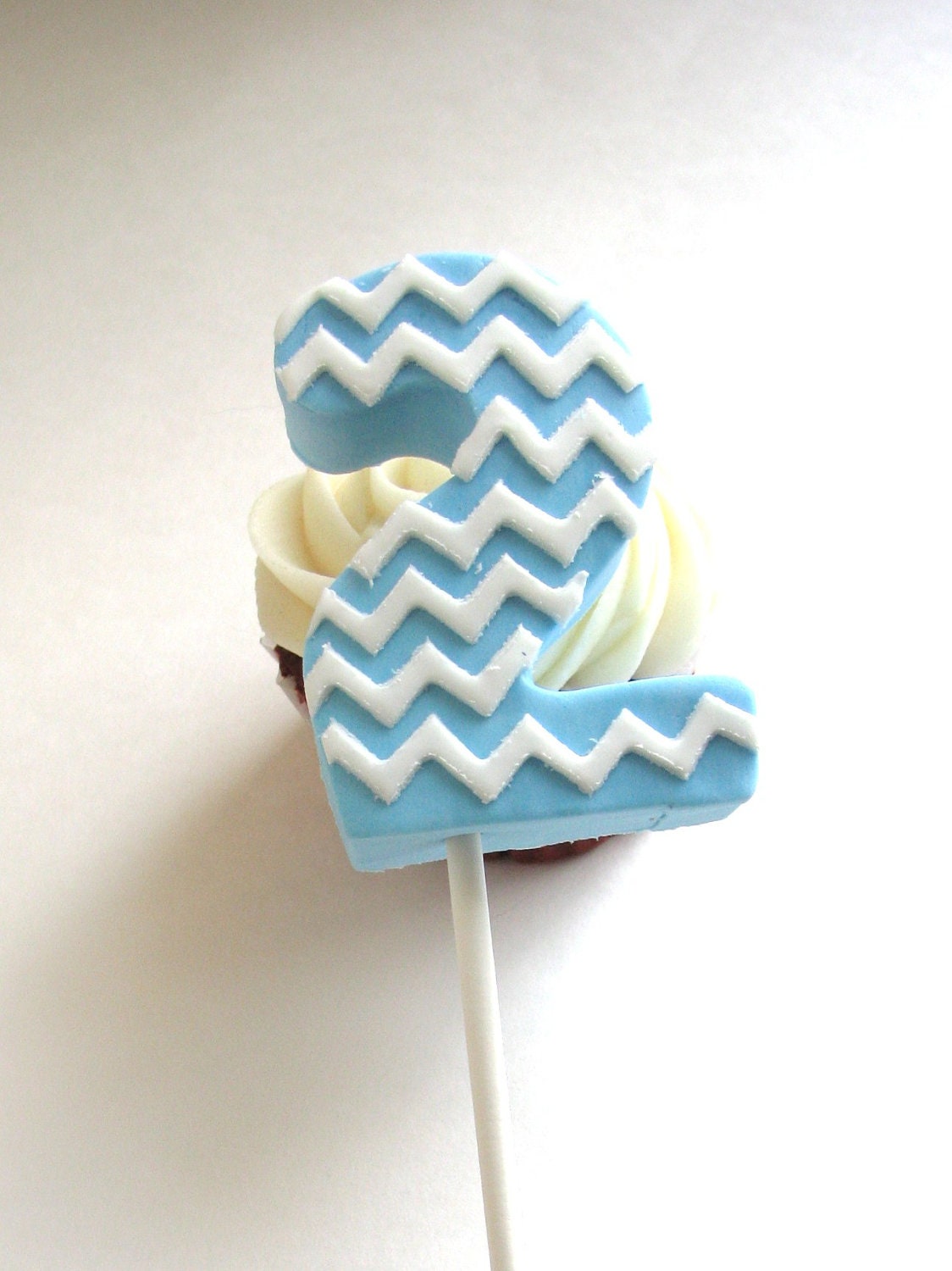 3D  Chevron Number Stands Upright Fondant Cake Topper