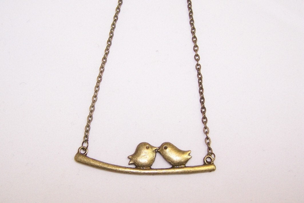 Two, Bird, Necklace, Brass, Metal, Simple, Exquisite, Minimalistic