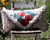 Darling Red Apples Pillow Vintage 1940s Tablecloth Lacey And Flouncy French Cottage Chic