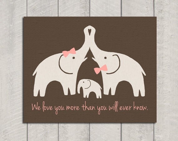 Nursery Art Print - Elephant Love - 8x10