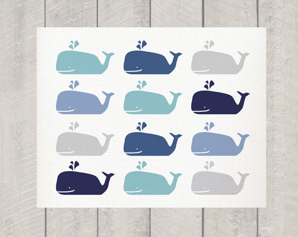 Whale Art - 11x14 - Nursery - Bathroom
