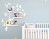 Tree Branch Decal with Birds for Shelves - Gender Neutral - Nursery Storage - Wall Organizer - Tree Wall Decals