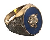 Lapis GPS Ring with Gryphon And Skull and Crossbones