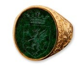 Wonderful Jade Celtic Noble Style Gold Plated Silver Ring