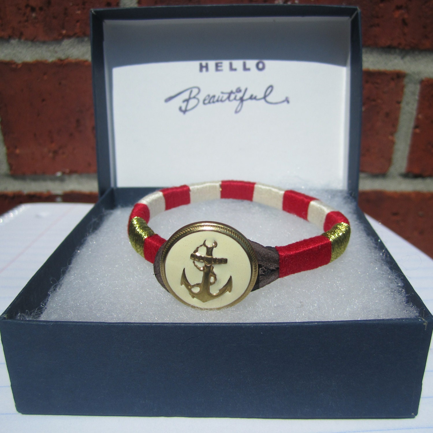 Ideas: Custom Nautical Sailor Bracelet Red, Bright Blue, Green, Black and white