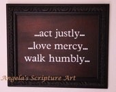 Framed Bible Verse Micah Scripture Wall Art Crimson Raw Umber & Brown