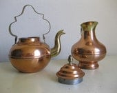 RARE  Turkish Repousse Copper Tea Pot / Copper Kettle / Tea Kettle / With Cream and sugar  Spout